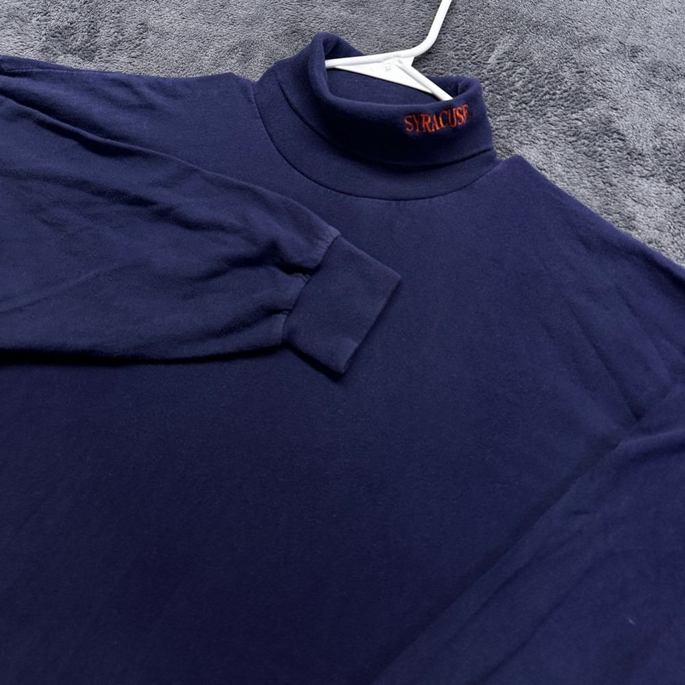 Vintage Syracuse Turtleneck Shirt Savvy Mens XL Navy Blue Long Sleeve Cotton